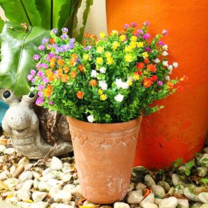 YIBUKIY 20 Bundles Artificial Flowers Outdoor Fake Flowers, UV Resistant No Fade Faux Plastic Greenery Shrubs Plants for Hanging Garden Porch Window Box Outside Decoration,Home Indoor Decor, 5 Colors